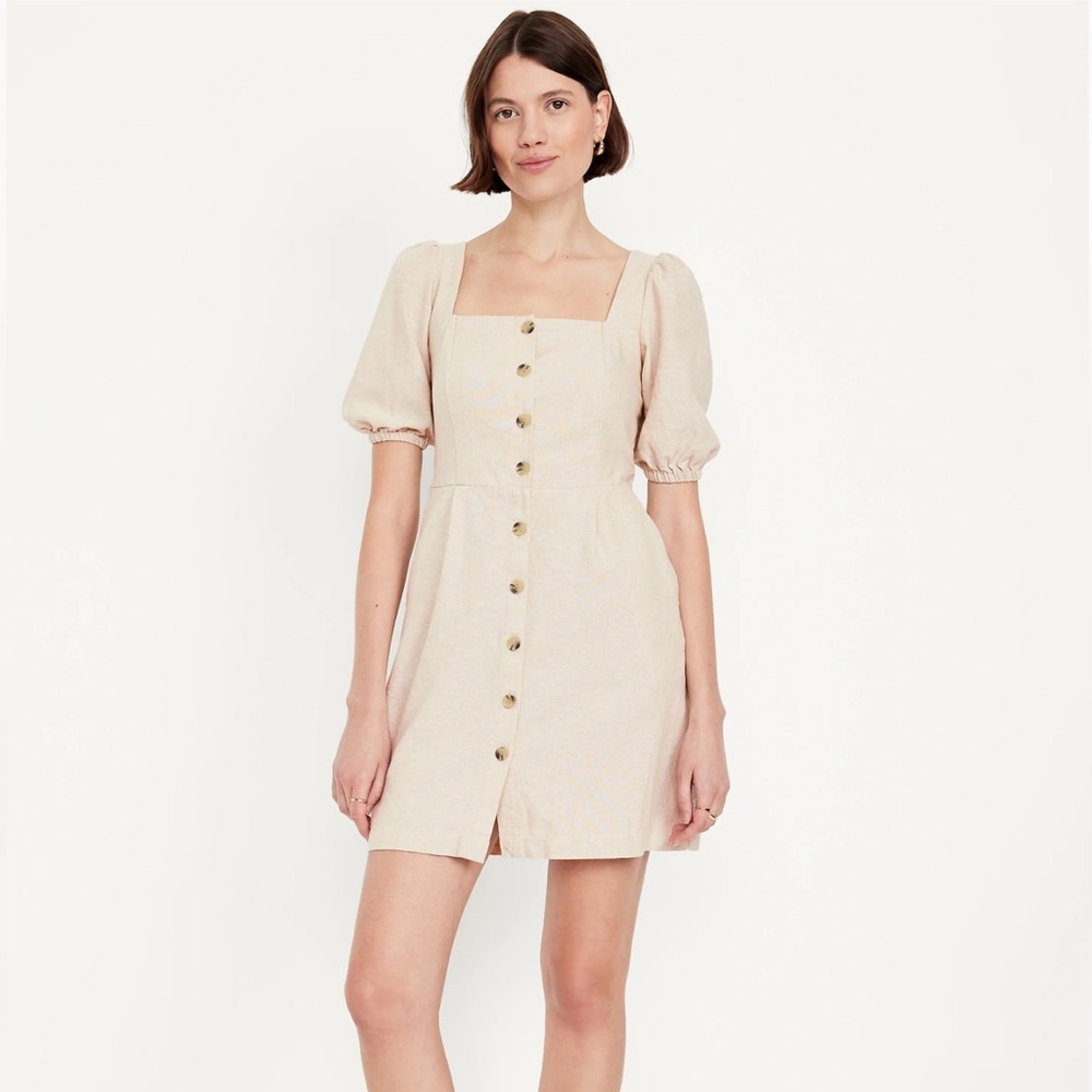Old Navy | Linen Puff Sleeve Dress